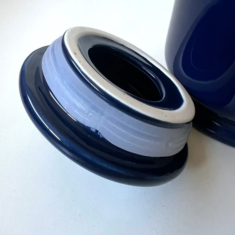 Cobalt Blue Ceramic Kitchen Canister Jar with Lid Pantry Storage